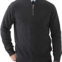 Kallspin Men's Quarter-Zip Sweater Pure Cotton Mock Neck Knit Long Sleeve Pullover Sweater (Charcoal)