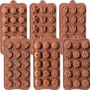 6 Pcs Silicone Chocolate Mold Set - Food-Grade Non-Stick Candy Molds Cookery Moulds for Chocolate, Candy, Jelly, Butter, and More - Flower Shapes