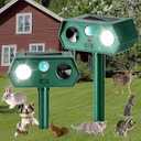 2Pack 2025 Ultrasonic Animal Repellent Outdoor Deer Repellent Devices Solar Animal Repeller Motion Activated Deterrent to Scare Cat Squirrel Rabbit Raccoon Skunk with LED Flash Lights for Yard Lawn