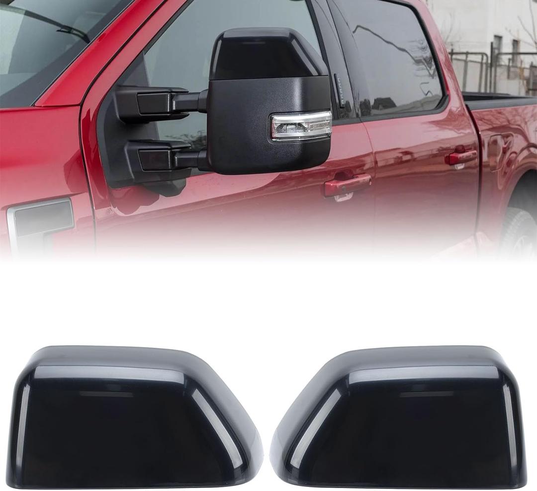 Top Half Tow Mirror Caps Cover Trim Compatible with 2017-2024 Ford F250 F350 F450 F550 Super Duty 2 Pcs Unpainted Directly Replacement (Black Paintable) (Left and Right)