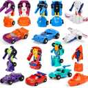 28-Pack Party Favor Gift Mini Transforming Robot Car Toys Bulk with Cards for Kids Transformer Vehicle Toys Party Favors School Classroom Gifts Exchange Goodie Bag Stuffers for Boys and Girls