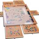 PlayVibe Puzzle Locker 1500 Piece Puzzle Board with Drawers and Cover - Jigsaw Solve Station - Sturdy Jigsaw Puzzles Table with 6 Drawers 27" x 35" - Portable Wooden Tray, Puzzles Accessories (1500 pcs)