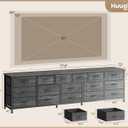Huuger 77.6" Long Dresser for Bedroom, 16 Drawer Fabric Dresser for Closet, Wide Chest of Drawers with Storage, TV Stand for 65, 75, 85 Inch TV, 77.6" W x 12.9" D x 26.7" H, Charcoal Black