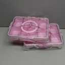 shopwithgreen Snackle Box Charcuterie Container, Divided Serving Tray with Lid and Handle for Party, Veggies, Fruits, Nuts, Food Tray Platter Snack Box Container for Entertaining, Picnic, Pink, 2pcs