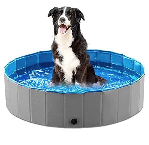 Jasonwell Foldable Dog Pet Bath Pool Collapsible Dog Pet Pool Bathing Tub Kiddie Pool Doggie Wading Pool for Puppy Small Medium Large Dogs Cats and Kids 32" Grey