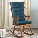 Rocking Chair Cushions Indoor High Back Set - Sackcloth Fabric, High-Density Sponge, Durable Comfort Non-Slip Bottom Tufted Seat Pads with Ties, SackclothNavy Blue, 52x19x4 inch