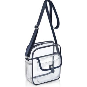SPODEARS Clear Crossbody Bag for Stadium Events & Concerts - Adjustable Shoulder Strap Purse with 1 Bottle Holder (Medium, Navy) SPODEARS Clear Crossbody Bag for Stadium Events & Concerts - Adjustable Shoulder Strap Purse with 1 Bottle Holder (Medium, Navy)
