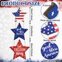 Wooden 4th of July Decoration Door Wreath for Front Door Sign Star Wall Signs, Independence Day Patriotic Day Wreath Welcome Memorial Day Hanging for Home Wall Decor Party Outdoor Indoor Star