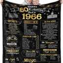 60th Anniversary Blanket Gifts Gift for 60th diamond Wedding Anniversary Sixty Years of Marriage Gifts for Couple Wife Husband Dad Mom Parents Grandpa Grandma Grandparents Back in 1966 Blanket 60x50