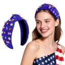 VEKDA 4th of July Headband for Women  Patriotic American Flag Headpiece with Red Blue Rhinestones & Star Spangled Hair Accessories Blue