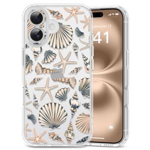 Dibrell for iPhone 16 Case, [Full Camera Protection] [Not Yellowing] [Military-Grade Drop Protection] Cute Clear Slim Shockproof Protective Phone Cover for Women Girls 6.1", Star Shell/Brown