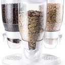 3 x 3L Capacity Candy Dispenser Countertop Rotatable Triple Cereal Countertop for Coffee Shop Food Dispenser for Candy Nut Pasta Grains Kitchen Oatmeal Pet Snacks Home(White)
