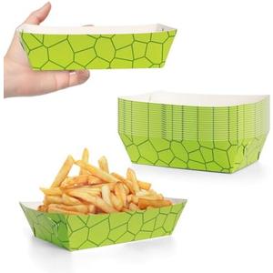 Bacsboo 50 Packs Turtle Party Food Trays Turtle Birthday Party Supplies Turtle Themed Nacho Trays Paperboard Holders Disposable Serving Trays