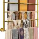 Wall Mounted Scarf Rack, Gold Silk Scarves Hijab Hanger Organizer Metal Racks Wrapping Tissue Paper Ribbon Holder Towels Storage Display for Flower Shop Retail Store (Gold, 5T-27.623.6IN)
