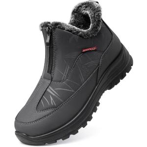 TEMOFON Winter Snow Boots for Women: Waterproof Warm Fur Lined Walking Outdoor Ankle Booties Slip on Snow Shoes Size 5-12 (9)