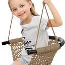 Hand-Knitting Toddler Swing, Swing Seat for Kids with Adjustable Ropes, Little tikes Swings Set, for Outdoor Indoor, Playground, Backyard (Light Brown)