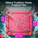 Luxury Floating Mahjong Table for Pool,31.5" EVA Foam Pool Float Board Game Tray with Cup Holders & Tile Slots, American Mahjong Summer Party Supplies (Orchid Bloom Series)(Rose Pink), 31.5 x 31.5 x 2.0 inches