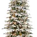 Nearly Natural 8ft. Flocked North Carolina Fir Artificial Christmas Tree with 650 Warm White Lights and 2593 Bendable Branches