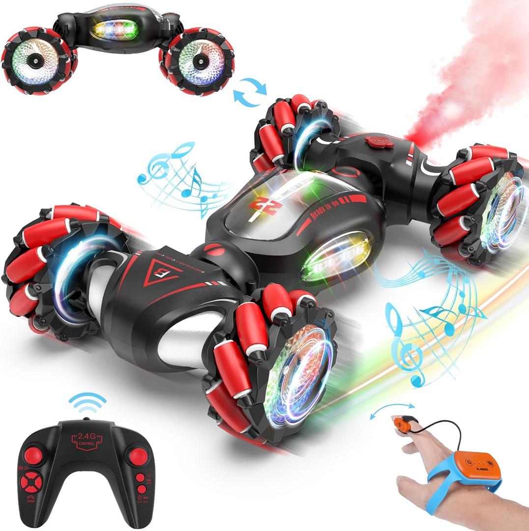 Spider Gesture Sensing RC Stunt Car Toys for Age 6-8-12 Boys & Girls, 4 WD 2.4Ghz Double Sided 360° Rotating Hand Controlled Remote Control Twist Cars, Cool Birthday presents and Ideas Gifts for Kids