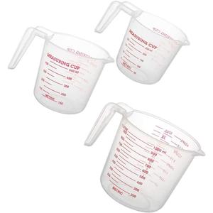 Plastic Measuring Cup Set,3Pcs BPA Free Plastic Clear Heat-resistant with Angled Grip and Spout Stackable Liquid Measuring Cup for Kitchen Use