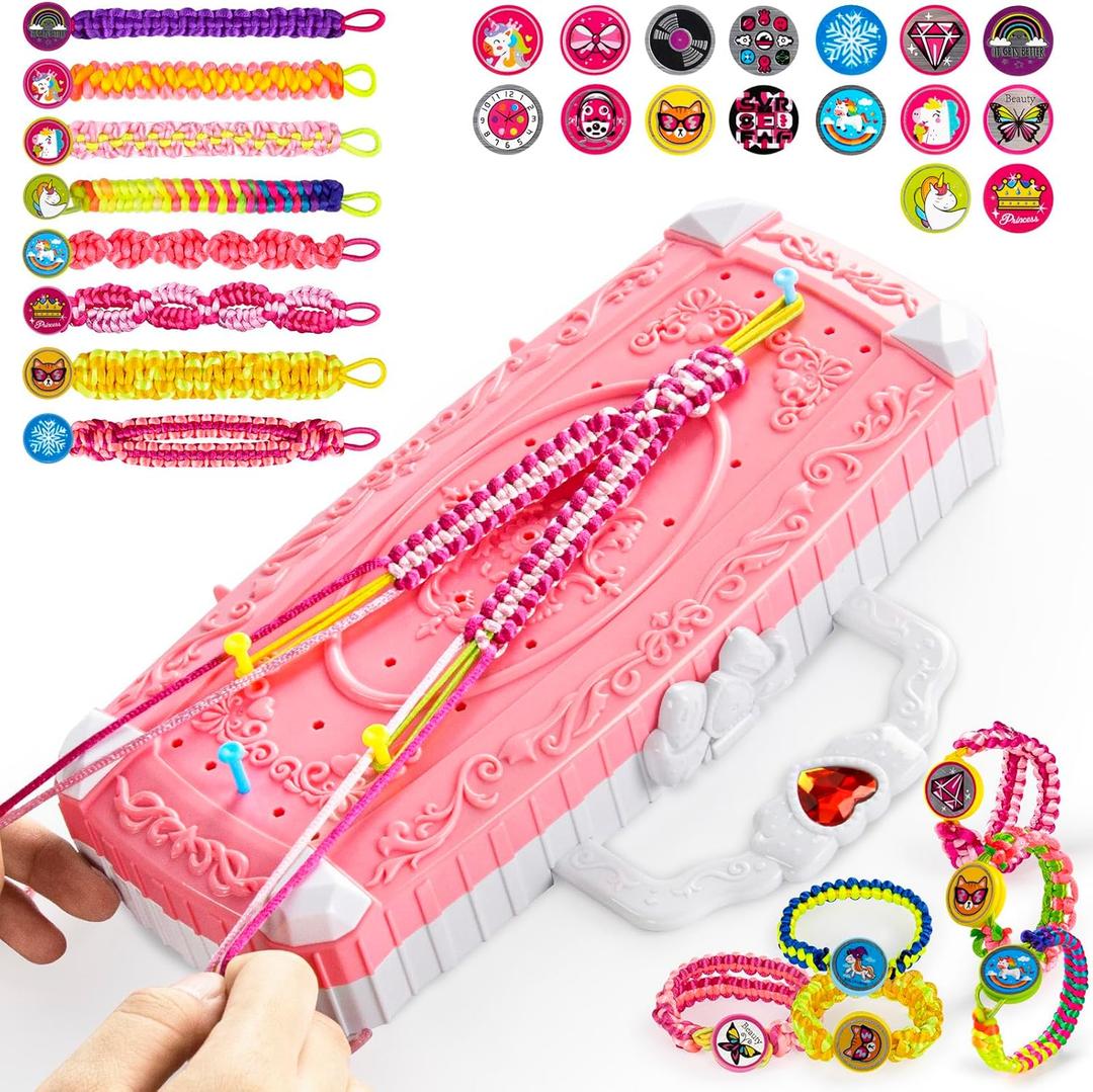 TQRAZ Bracelet Making Kit,Friendship Bracelet Kit,Arts and Crafts for Kids Age 8-12,Bracelet Making Kit for Girls 8-12,Birthday Gifts Ideas for Girls 8 9 10 11 12 Years Old (Pink)
