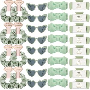 Bridesmaid Scrunchies Proposal Hair claws clips Set of 12 Bridal Shower heart sunglasses Gifts for Wedding Bachelorette Party Favors (32pc Sage Green)