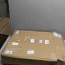 1 Set 5ft Pre-lit Pop up Christmas Tree with Lights Artificial Collapsible Foldable Christmas Pencil Tree Gold Red Ribbon Balls Ornaments for Xmas Holiday Party Garden Home Wedding Decor