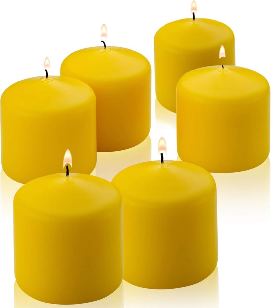 Citronella Pillar Candle - Set of 6 Citronella Candles - 3 inch Tall, 3 inch Thick - for Indoor/Outdoor Use