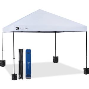 12x12 Pop up Canopy Tent Patented EZ Set up Instant Outdoor Canopy with Wheeled Carry Bag Bonus 4 Weight Sandbags, 8 Stakes and 4 RopesWhite
