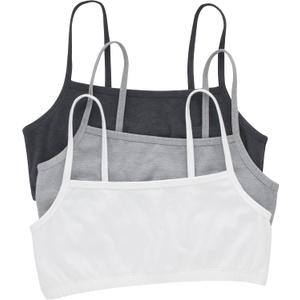 Hanes Women's String Bralette Pack, 3-Pack, Cotton Sports Bralette Bras for Women, Solid or Assorted Wireless Bras (M)