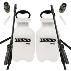 Chapin 22000 Made in USA Value Pack of 2 Units, 1 Gallon Lawn and Garden Pump Pressured Sprayer, for Spraying Plants, Garden Watering, Lawns, Weeds and Pests, Translucent White (1 Gallon Sprayer - 2 Pack)