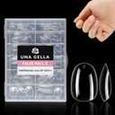 UNA GELLA Short Round Nail Tips 216Pcs Short Round Tips Press on Nails 12 Sizes Short Oval Round Tips for Full Cover Nail Tips Clear Round-Shaped Tips Soft Gel Fake Nails Extension for DIY Nail Salon