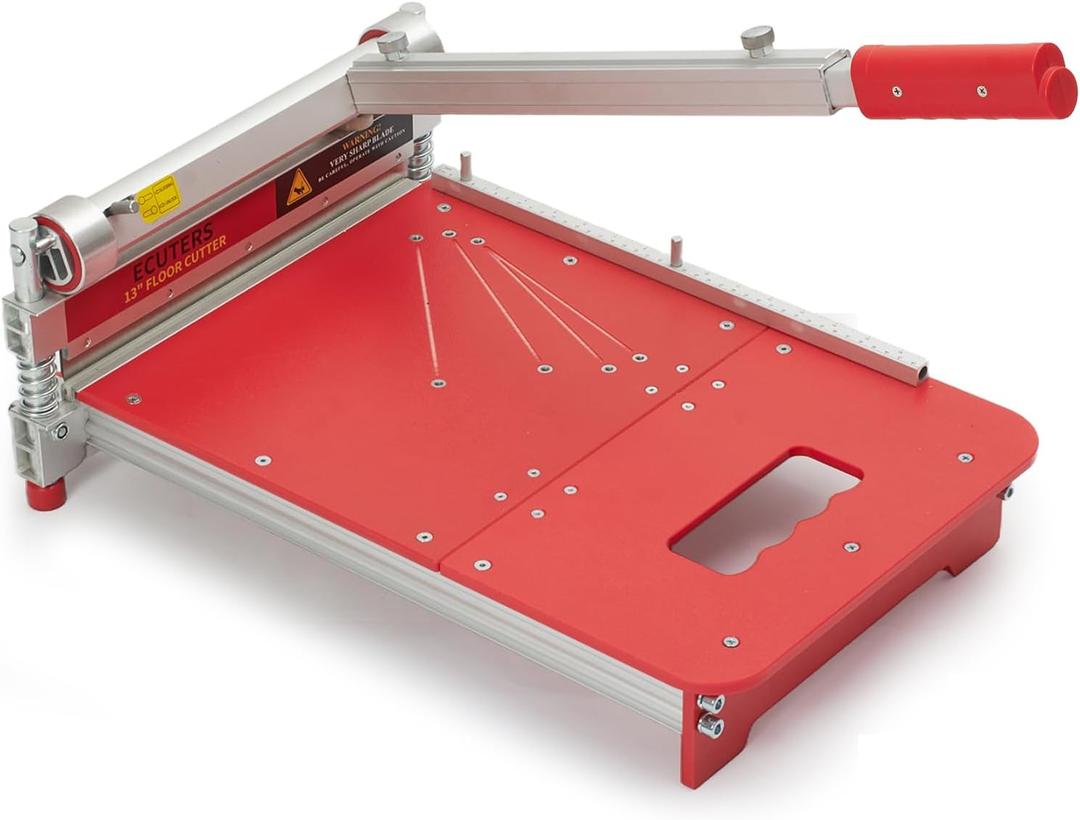 13 Laminate Floor Cutter with Wheels, ECUTERS Assembled Pro Vinyl Floor Plank Cutter, Adjustable Angle Length Cutting - Engineer Wood Parquet LVP LVT VCT SPC WPC