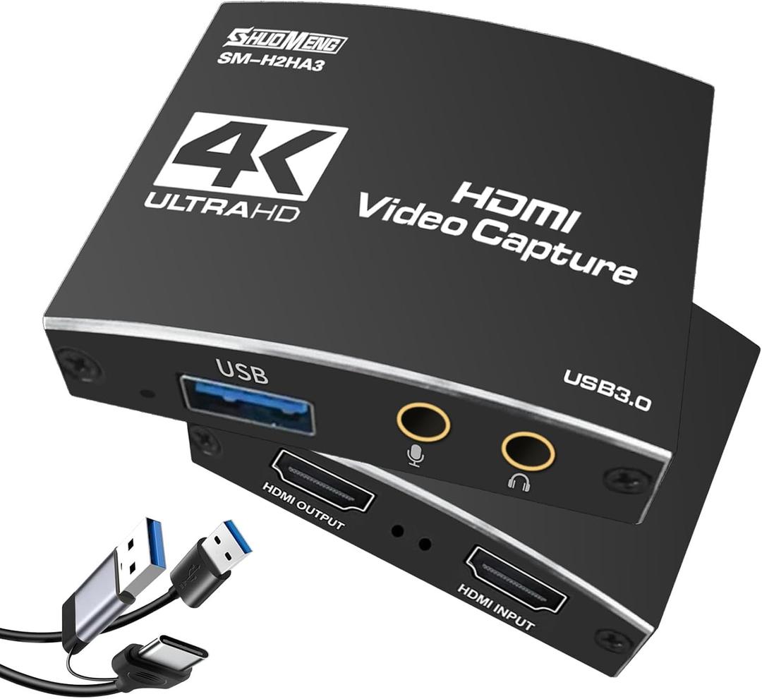 Capture Card for Streaming, HDMI to USB3.0 1080P 60FPS Audio Video Adapter, with 4K HDMI Loop-Out, for Recording/Streaming, Compatible with Nintendo Switch/Xbox/PS5/OBS/Camera/PC/Laptop