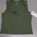 REORIA Butsmooth Women's Square Neck Going Out Crop Tops Double Lined Cute Basic Tank Tops 2025 Clothes (Medium, Dark Green)
