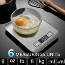 2 x Food Scale For Kitchen - Stainless Steel Kitchen Scale, 100% waterproof, Batteries Included, Weighs Up to 22 lb/10kg, Digital Scale, Food Scale With Nutritional Calculator, Baking Scale, Cooking Scale