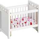 NUOBESTY Dollhouse Mini Crib Doll Cradle Doll Decoration Mini Baby Bed Crib Cradle for Miniature Dollhouse Furniture Party Kit