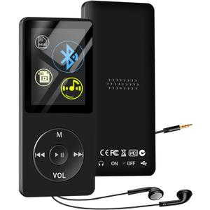 64GB MP3 Player with Bluetooth, Portable HiFi Lossless MP3 Music Players with Speaker, All-in-one Media Player with Video/FM Raido/Recorder/Alarm Clock, Up to 128GB Extension, Supports Random Playback