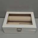 Jewelry Organizer Box with Clear Glass Lid, Bracelet Holder Jewelry Storage Case for Earrings, Rings, Bangles, Watches - PU Leather Jewelry Display Box Gifts for Women Girls, White