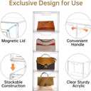 3 Pack Clear Storage Bins with Lids, Storage Containers with Magnetic Door, Stackable Acrylic Display Case for Handbags, Cosmetic, Multifunctional Storage Boxes for Dorm, Living Room, Bedroom Storage