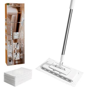 Mini Mop with 10 Reusable Cloths, Zero Touch No Wash Lazy Mop, Compatible with Various Types of Cloths,Suitable for Wet/Dry Floors, House Wall, Windows, Corners,Versatile and Efficient