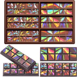 Holographic Chocolate Molds Resin Silicone Chocolate Bar Deep Thick Molds for Reusable DIY Baking Wax Melts (Classic Style)