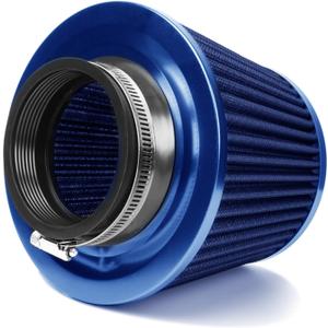 Universal Clamp-On Air Intake Filter, High Performance, Washable Filter, Replacement Air Filter, Flange Diameter 3inch/76mm (Blue)