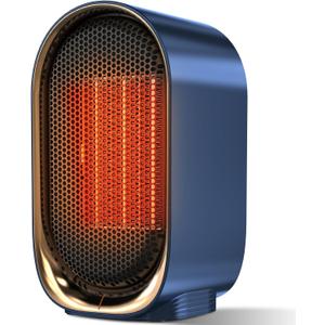 QQT Space heater,Portable PTC Ceramic Space Heater for Indoor Use,Quiet Desk Heater for Office,Energy-Saving Bathroom Heater,Tipping and Overheating Protection,Suitable for Office,Bedroom (Blue)
