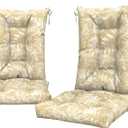 DYTXIII Set of 1 Rocking Chair Cushions for Outdoor/Indoor Use,Water Resistant Tufted High Back Chair Pads for Patio,Porch,Balcony Rocker and Adirondack Furniture - Tropical Leaf Oat 17"x17"seat/21"x17"back