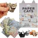 Paper Cats DIY Origami Paper, 50 Sheets Cat Origami Kit for Cat Lovers to Create Cute Desk Cat Decor, Craft Kits for Adults