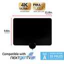 GE Ultra-Thin Amplified TV Antenna, 4K Ready 1080P Digital HDTV UHF VHF, Long Range Indoor TV Antenna, Amplifier with LTE Filter, Reversible Black/White Finish, 48862