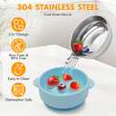 4 Pack Stainless Steel Baby Bowls with Suction, 2-in-1 SUS304 Toddlers Bowl & Removable Silicone Suction Kids Bowl Anti Scald Non Toxic Snack Container for Baby Food Feeding, Width 5.5" / 14cm, Height 2.1" / 5.5cm