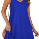 CHICGAL Womens Summer Dresses Casual Sleeveless Loose T Shirt V Neck Sundress Swing Beach Cover Up with Pockets (Large, Royal Blue)