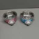 Stainless Steel Removable Pet Food Bowl, Anti-overturn Water Feeder Container, Suitable for Small Dog/Cat/Rabbit, 2 Set of Crate Bowls, Easy to Install and Clean (Pink/Blue)